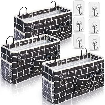 2pcs Cestas colgantes para organizar, Cesta de almacenamiento de tela en la pared, Organizador de pared para el armario, cocina, dormitorio, oficina,