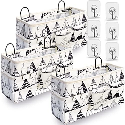 2pcs Cestas colgantes para organizar, Cesta de almacenamiento de tela en la pared, Organizador de pared para el armario, cocina, dormitorio, oficina,