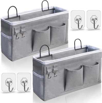 2pcs Cestas colgantes para organizar, Cesta de almacenamiento de tela en la pared, Organizador de pared para el armario, cocina, dormitorio, oficina,