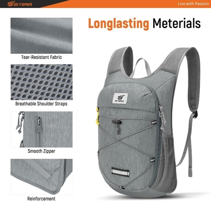 Mochila plegable para senderismo SKYSPER - 10L Mochila de día ligera y pequeña Mochila de viaje transpirable para hombres Mujeres