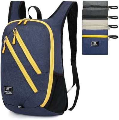 Mochila pequeña de día 15L Mochila de senderismo plegable Mochila pequeña de peso ligero Mochila de viaje plegable Mochila de viaje para mujeres Hombres, bl