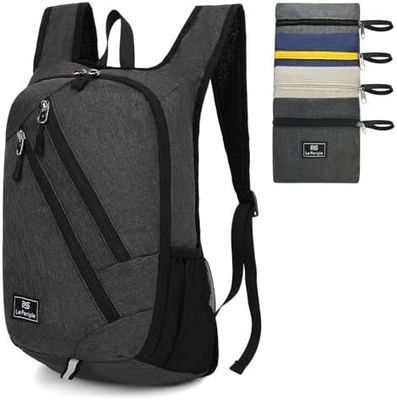 Mochila pequeña de día 15L Mochila de senderismo plegable Mochila pequeña de peso ligero Mochila de viaje plegable Mochila de viaje para mujeres Hombres, bl
