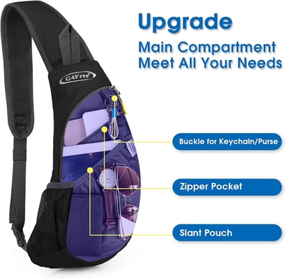 G4Free Bolsas de eslingas Hombres y mujeres Mochila de hombro Pequeña mochila de eslingas de cuerpo cruzado (Negro)