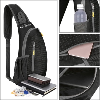 G4Free Bolsas de eslingas Hombres y mujeres Mochila de hombro Pequeña mochila de eslingas de cuerpo cruzado (Negro)