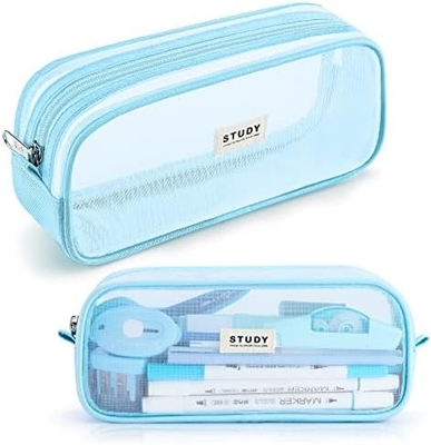 Kalidi Grid Mesh Casilla de lápiz de gran capacidad Casilla de lápiz de gran tamaño Bolso de lápiz con cremallera Bolsa de papelería simple Pluma estética
