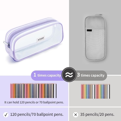 Kalidi Grid Mesh Casilla de lápiz de gran capacidad Casilla de lápiz de gran tamaño Bolso de lápiz con cremallera Bolsa de papelería simple Pluma estética