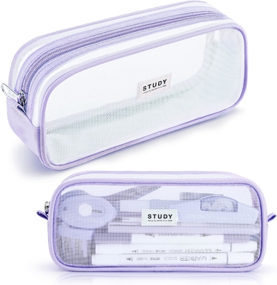 Kalidi Grid Mesh Casilla de lápiz de gran capacidad Casilla de lápiz de gran tamaño Bolso de lápiz con cremallera Bolsa de papelería simple Pluma estética