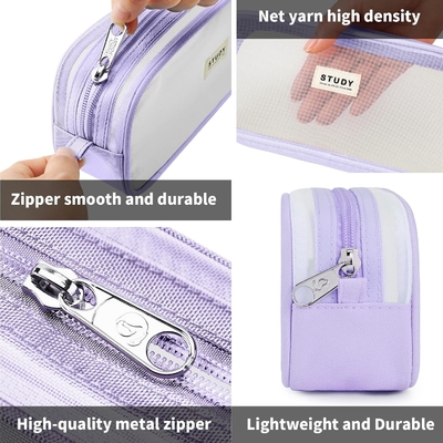 Kalidi Grid Mesh Casilla de lápiz de gran capacidad Casilla de lápiz de gran tamaño Bolso de lápiz con cremallera Bolsa de papelería simple Pluma estética