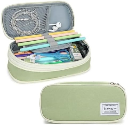 FUXINGYAO Casilla de lápiz, bolsillo de lápiz con varias ranuras, bolso de lápiz portátil, caja de lápiz para oficina ((NEGRO)