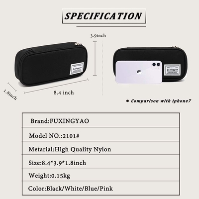 FUXINGYAO Casilla de lápiz, bolsillo de lápiz con varias ranuras, bolso de lápiz portátil, caja de lápiz para oficina ((NEGRO)
