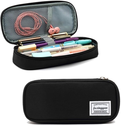 FUXINGYAO Casilla de lápiz, bolsillo de lápiz con varias ranuras, bolso de lápiz portátil, caja de lápiz para oficina ((NEGRO)