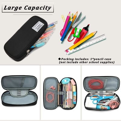 FUXINGYAO Casilla de lápiz, bolsillo de lápiz con varias ranuras, bolso de lápiz portátil, caja de lápiz para oficina ((NEGRO)