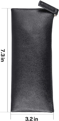 MROCO Bolsa de lápiz Bolsa de lápiz Negro Bolsa de lápiz de cuero de lápiz de polietileno Bolsa de cremallera pequeña Bolsa de cremallera para lápices, lápices, marcadores, Makeu