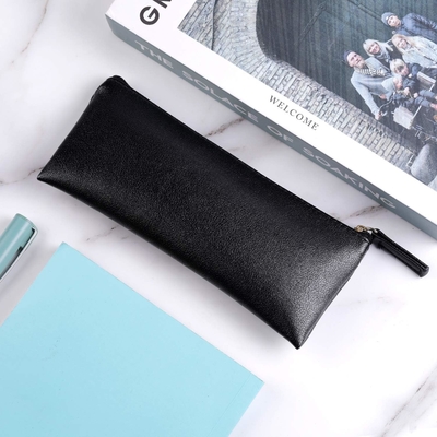 MROCO Bolsa de lápiz Bolsa de lápiz Negro Bolsa de lápiz de cuero de lápiz de polietileno Bolsa de cremallera pequeña Bolsa de cremallera para lápices, lápices, marcadores, Makeu