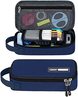 ECHSRT Casilla de lápiz grande, bolso de bolígrafo estético con gran capacidad, bolsa de papelería portátil minimalista con mango para