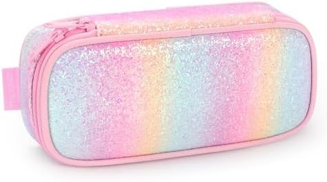 MiBASY Casilla de lápiz para niños y niñas Bolsa de bolígrafo de bolígrafo de arco iris suave (Arco iris 1)