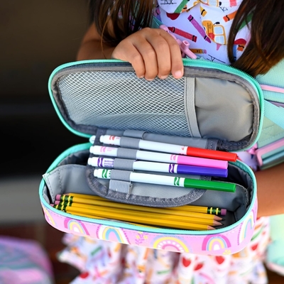 MiBASY Casilla de lápiz para niños y niñas Bolsa de bolígrafo de bolígrafo de arco iris suave (Arco iris 1)
