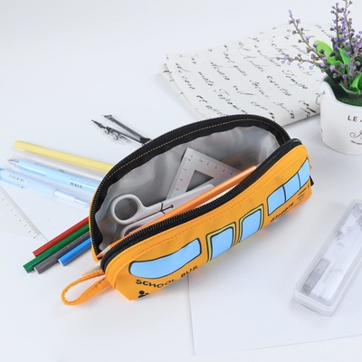 Gloppie Cute Casilla de lápiz Kawaii Bolso de lápiz Casilla de lápiz pequeño bolsas de lápiz sencillo con bolso de cremallera Casilla de lápiz de autobús