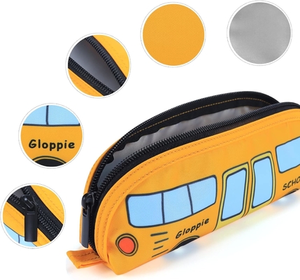 Gloppie Cute Casilla de lápiz Kawaii Bolso de lápiz Casilla de lápiz pequeño bolsas de lápiz sencillo con bolso de cremallera Casilla de lápiz de autobús