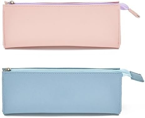 ISuperb 4 Pcs Casilla de lápiz pequeño PU Cuero bolso de lápiz organizador a prueba de agua Bolso de almacenamiento Cosmético Bolso de cremallera para mujeres