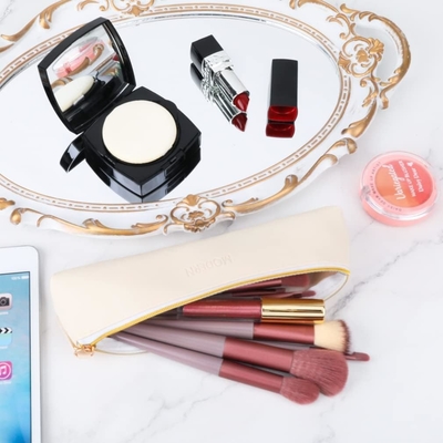 ISuperb 4 Pcs Casilla de lápiz pequeño PU Cuero bolso de lápiz organizador a prueba de agua Bolso de almacenamiento Cosmético Bolso de cremallera para mujeres