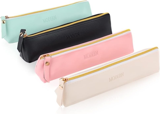ISuperb 4 Pcs Casilla de lápiz pequeño PU Cuero bolso de lápiz organizador a prueba de agua Bolso de almacenamiento Cosmético Bolso de cremallera para mujeres