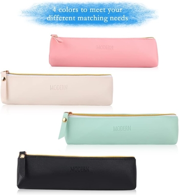 ISuperb 4 Pcs Casilla de lápiz pequeño PU Cuero bolso de lápiz organizador a prueba de agua Bolso de almacenamiento Cosmético Bolso de cremallera para mujeres