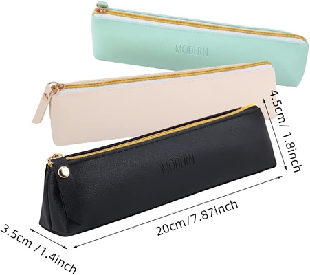 ISuperb 4 Pcs Casilla de lápiz pequeño PU Cuero bolso de lápiz organizador a prueba de agua Bolso de almacenamiento Cosmético Bolso de cremallera para mujeres