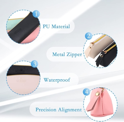 ISuperb 4 Pcs Casilla de lápiz pequeño PU Cuero bolso de lápiz organizador a prueba de agua Bolso de almacenamiento Cosmético Bolso de cremallera para mujeres