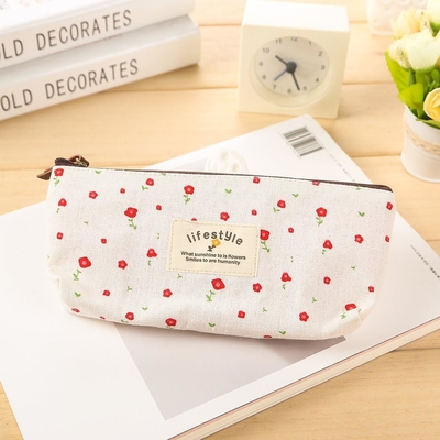Casilla de lápiz, lindo lienzo de flores florales cremallera Casillas de lápiz de cierre Fabrica encantadora árbol de flores bolsas de lápiz suministros 4 Pcs