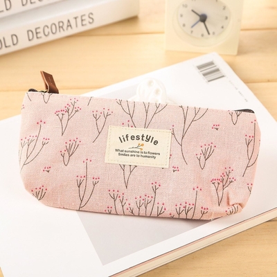 Casilla de lápiz, lindo lienzo de flores florales cremallera Casillas de lápiz de cierre Fabrica encantadora árbol de flores bolsas de lápiz suministros 4 Pcs