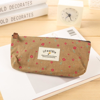 Casilla de lápiz, lindo lienzo de flores florales cremallera Casillas de lápiz de cierre Fabrica encantadora árbol de flores bolsas de lápiz suministros 4 Pcs