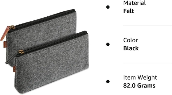 ProCase Bolso de lápiz Bolso de lápiz, bolso de papel de alumnado de fieltro Bolso de cremallera Bolso de cremallera para lápices, lápices, destacadores, bolígrafo de gel, marcadores