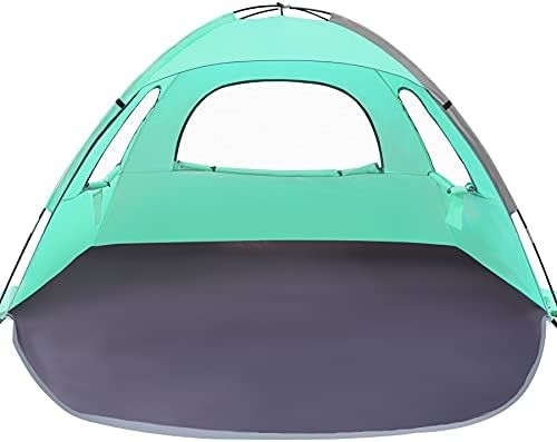 Tienda de playa WhiteFang Anti-UV refugio portátil de sombra solar para 3/4/6 personas, piso extensible con 3 malla de ventilación
