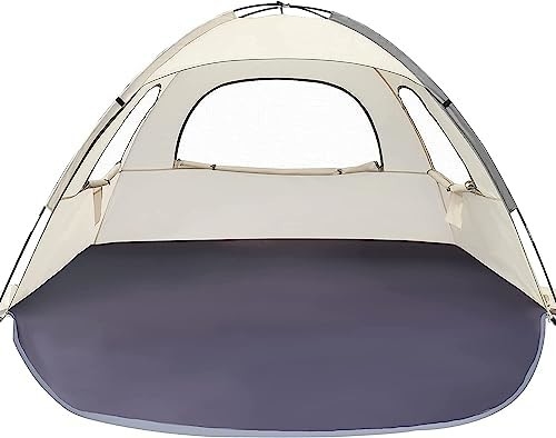 Tienda de playa WhiteFang Anti-UV refugio portátil de sombra solar para 3/4/6 personas, piso extensible con 3 malla de ventilación