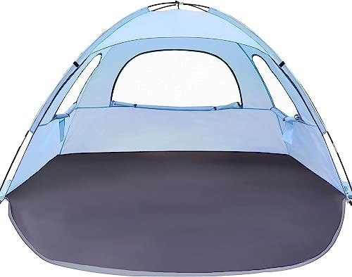 Tienda de playa WhiteFang Anti-UV refugio portátil de sombra solar para 3/4/6 personas, piso extensible con 3 malla de ventilación
