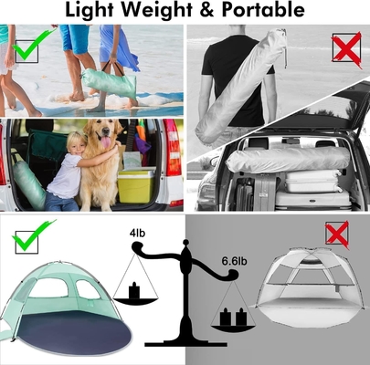 Tienda de playa WhiteFang Anti-UV refugio portátil de sombra solar para 3/4/6 personas, piso extensible con 3 malla de ventilación