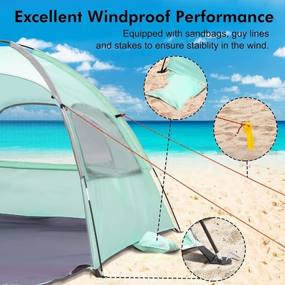 Tienda de playa WhiteFang Anti-UV refugio portátil de sombra solar para 3/4/6 personas, piso extensible con 3 malla de ventilación