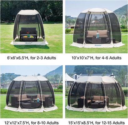 Alvantor Screen House Sala de campamento Tienda al aire libre Canopy Pop Up Sombra de sol Refugio Hexagonal Paredes de malla no impermeables 6'x6'