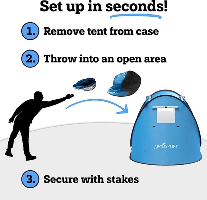 Abco 2-Persona Pop Up Tent - Cabana portátil con 2 puertas, resistente al agua y protección UV, bolso de transporte - azul cielo