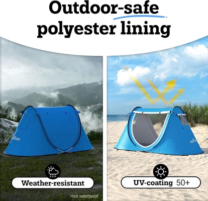 Abco 2-Persona Pop Up Tent - Cabana portátil con 2 puertas, resistente al agua y protección UV, bolso de transporte - azul cielo