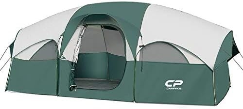 CAMPROS CP Tienda de campamento para 8 personas Tienda familiar resistente a las condiciones climáticas Tienda 5 Ventanas de malla grande, de doble capa, dividida