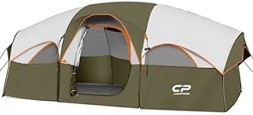CAMPROS CP Tienda de campamento para 8 personas Tienda familiar resistente a las condiciones climáticas Tienda 5 Ventanas de malla grande, de doble capa, dividida