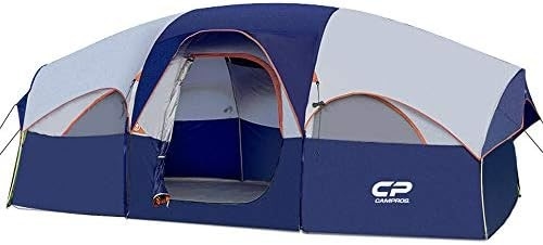 CAMPROS CP Tienda de campamento para 8 personas Tienda familiar resistente a las condiciones climáticas Tienda 5 Ventanas de malla grande, de doble capa, dividida