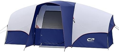 CAMPROS CP Tienda de campamento para 8 personas Tienda familiar resistente a las condiciones climáticas Tienda 5 Ventanas de malla grande, de doble capa, dividida