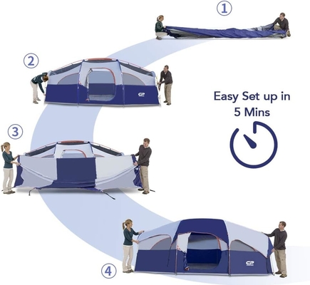 CAMPROS CP Tienda de campamento para 8 personas Tienda familiar resistente a las condiciones climáticas Tienda 5 Ventanas de malla grande, de doble capa, dividida