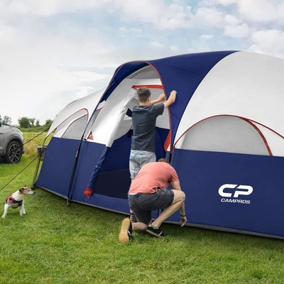 CAMPROS CP Tienda de campamento para 8 personas Tienda familiar resistente a las condiciones climáticas Tienda 5 Ventanas de malla grande, de doble capa, dividida