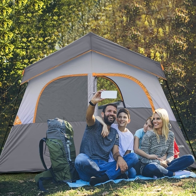 HIKERGARDEN Tienda de campamento para 6 personas - Tienda portátil fácil de instalar para el campamento, de tela a prueba de viento Tienda de cabaña al aire libre