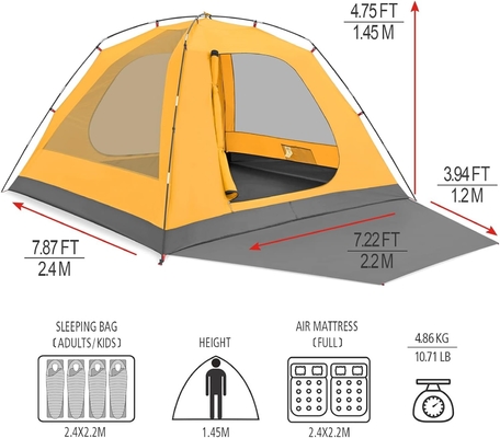 KAZOO 2/4 persona tienda de campamento al aire libre impermeable para la familia grandes tiendas de campaña 2/4 personas fácil de configurar tienda de campaña con porche doble capa