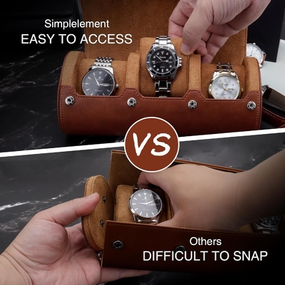 Bolso de viaje de reloj, rollo de reloj para 3 relojes, cuero falso premium, embalaje en caja de regalo √ √ √ √